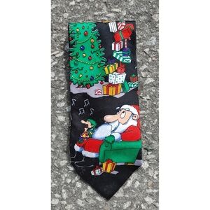 Vtg 1990s Hallmark SpecialTies Christmas Novelty Santa and Elf Print Made in USA